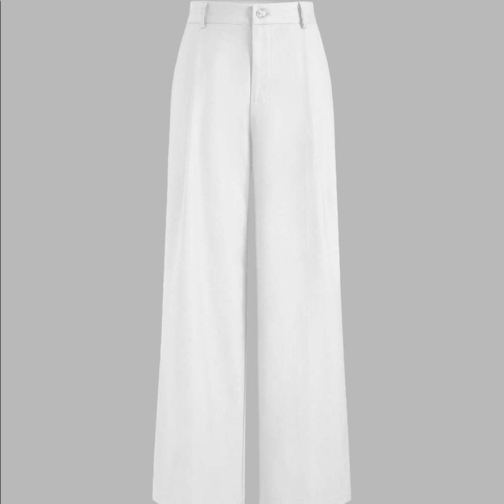 Solid straight leg trousers